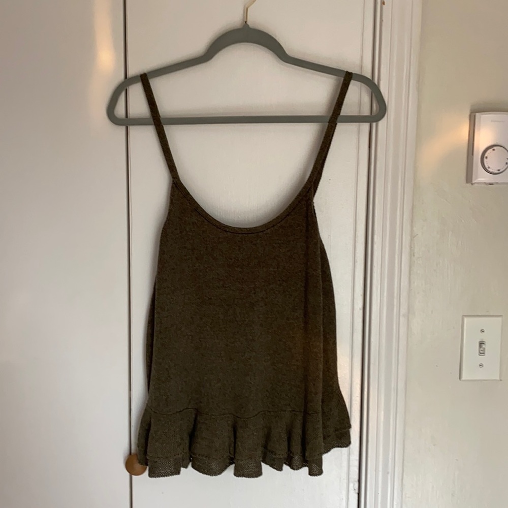 Green, knit spaghetti strap Anthropologie shirt